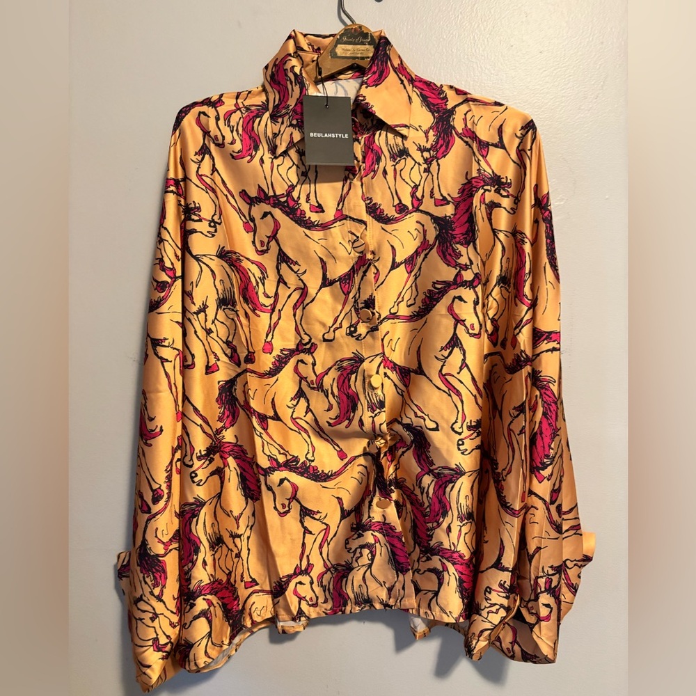BEU LAHSTYLE batwing satin blouse
